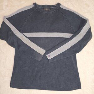 Polo Jeans Co Ralph Lauren Men’s Sweater Navy Gray Stripe Ribbed Knit Y2K Size L